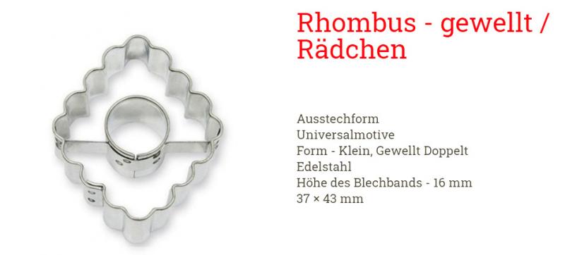 Ausstecher Rhombus - gewellt 37x43mm